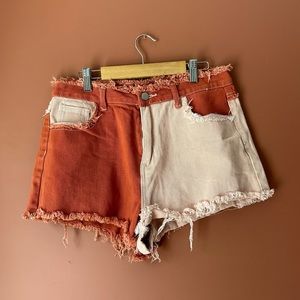 SHEIN Color Block Denim Shorts
